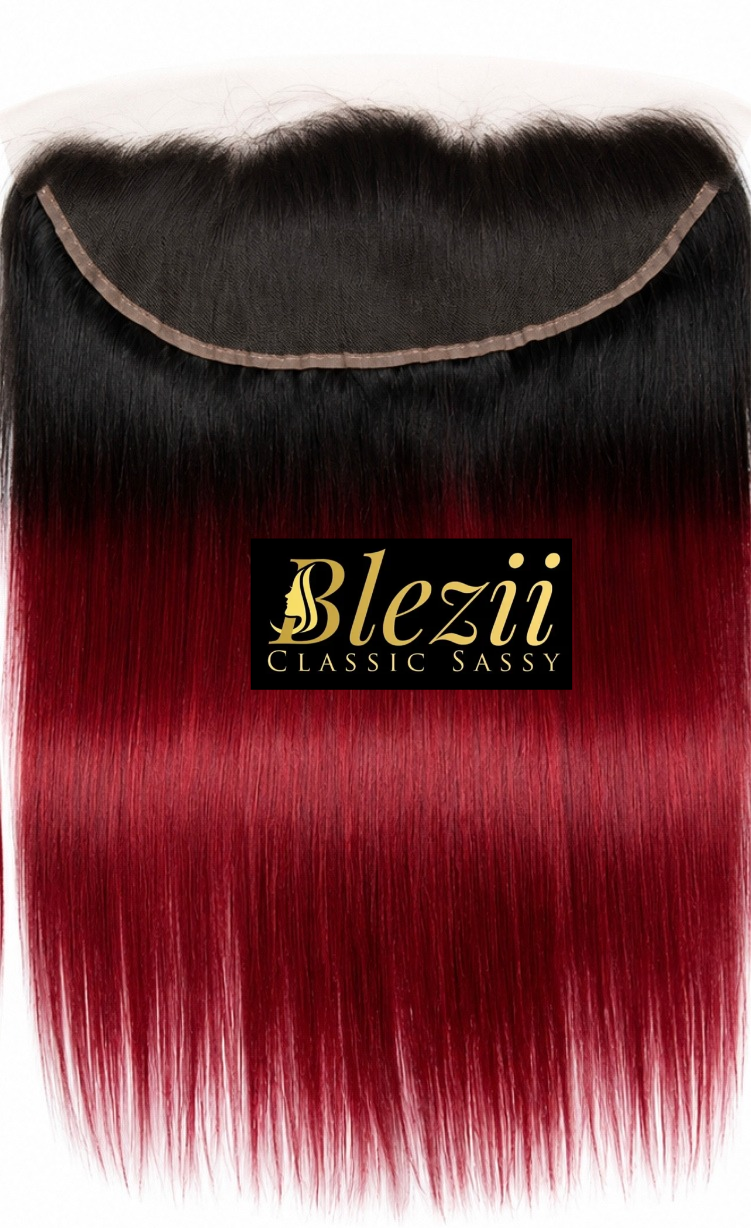 HD 13X6 Two Tone Ombre Burgundy Deep Red Virgin Frontal