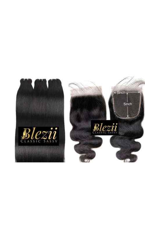 3 Raw Vietnamese Bundles + 5X5 HD  Closure