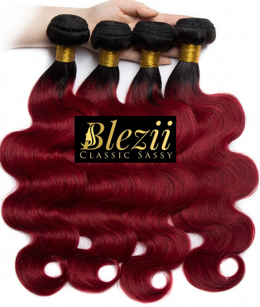 Two Tone Ombre Burgundy Deep Red Virgin Bundles 4  Deal