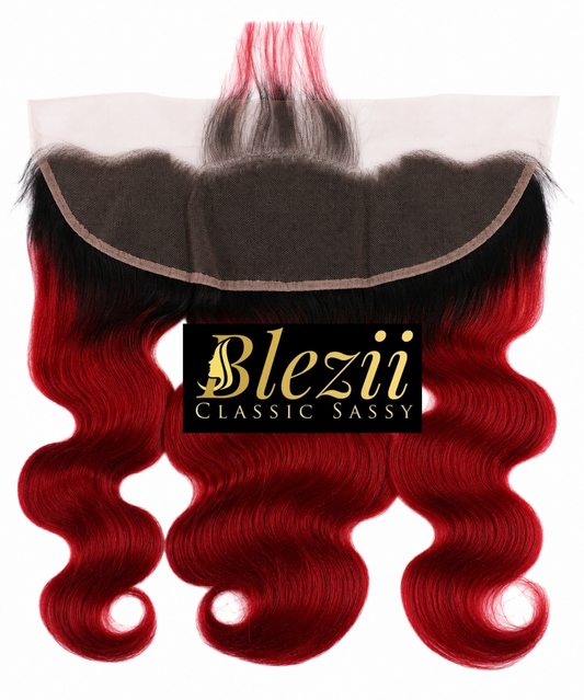 Two Tone Ombre Burgundy Deep Red HD 13X4  Virgin Frontals