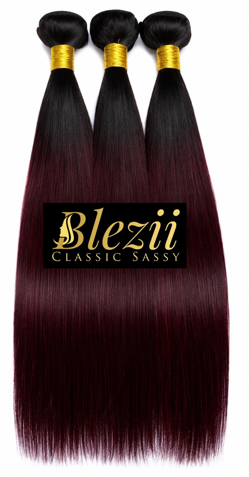 Two Tone Ombre Burgundy Deep Red Virgin 3  Bundles Deal