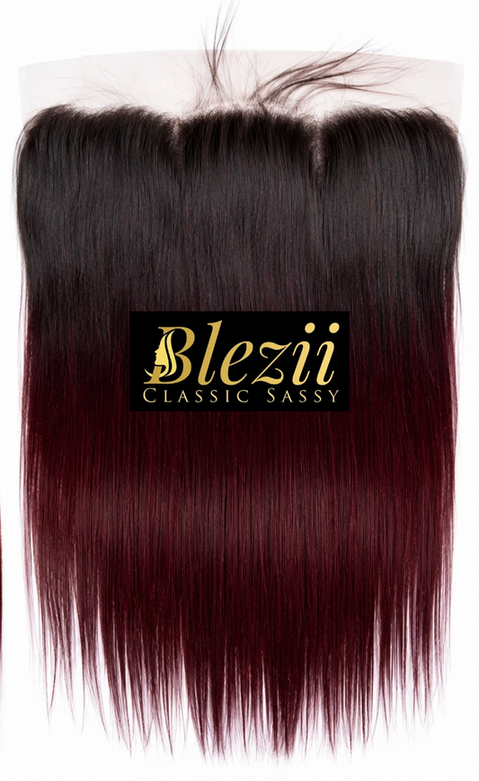 HD 13X6 Two Tone Ombre Burgundy Deep Red Virgin Frontal