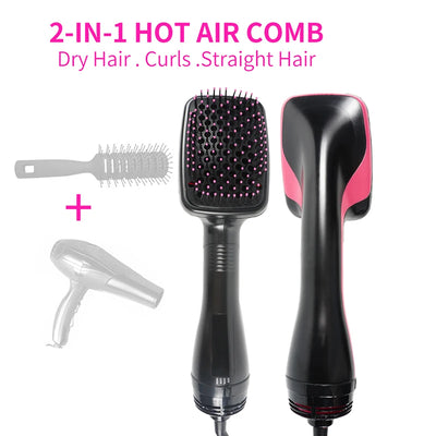 2 in 1 Multifunctional Hot Air Brush Comb Straightener