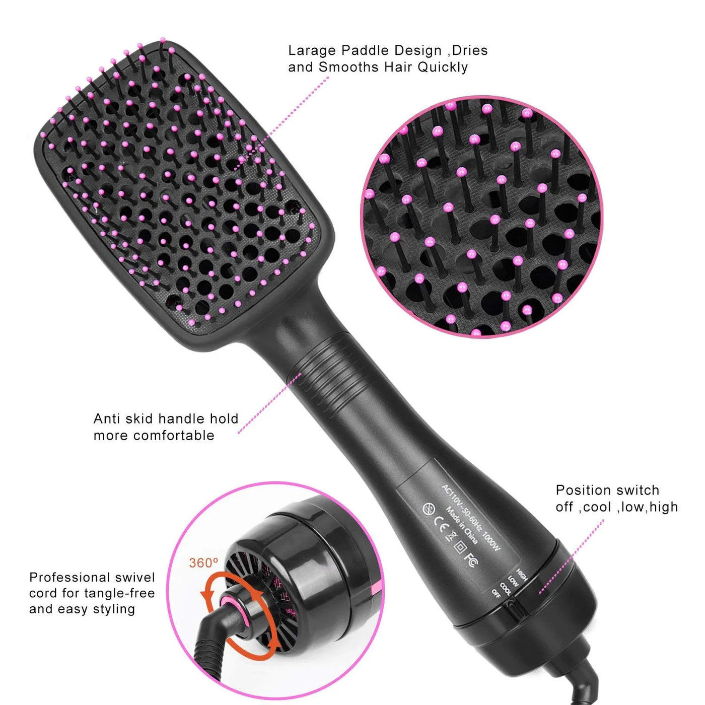 2 in 1 Multifunctional Hot Air Brush Comb Straightener