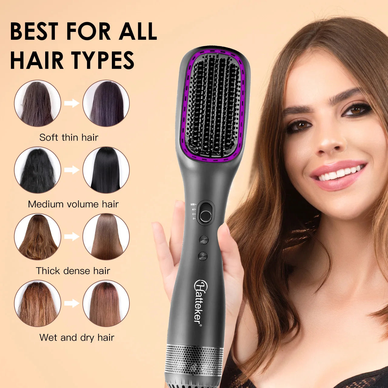 Hot Air Comb Styling Comb for Straight Curly Electric Hot Air Brush