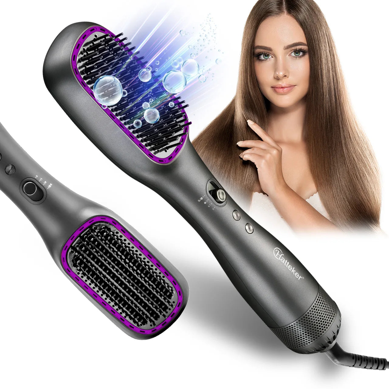 Hot Air Comb Styling Comb for Straight Curly Electric Hot Air Brush