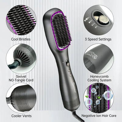 Hot Air Comb Styling Comb for Straight Curly Electric Hot Air Brush