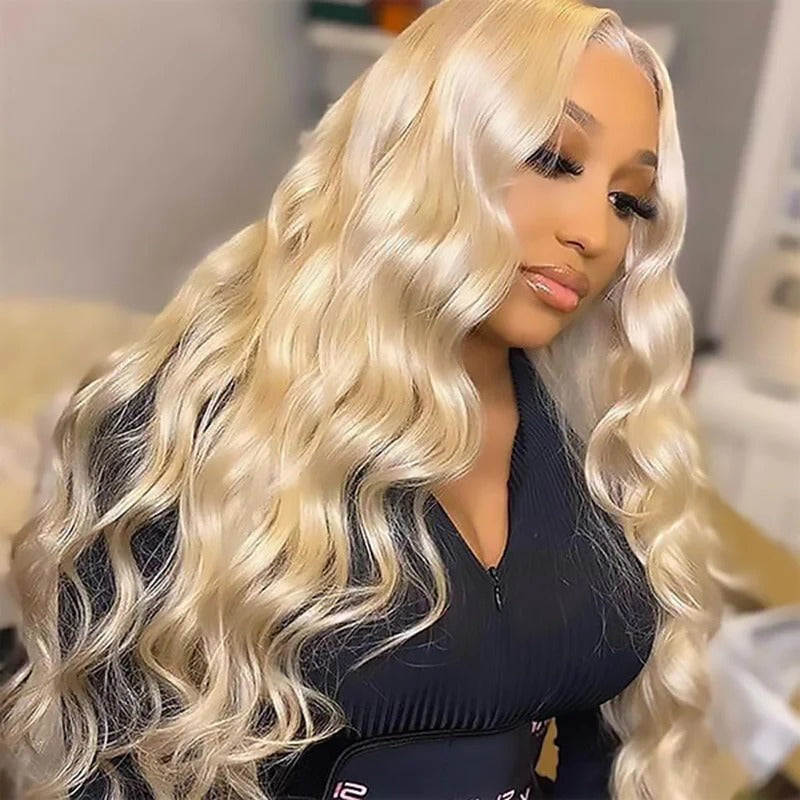 Color 613 Body Wave 3 Bundles With 13*4 Lace Frontal Blonde Hair