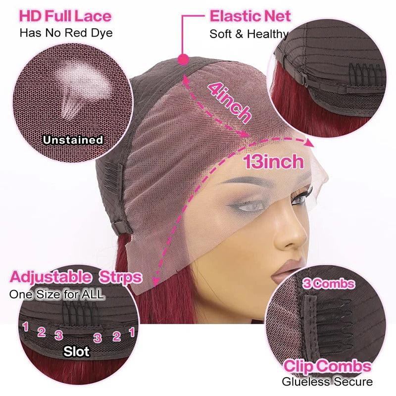 99J Straight Short Bob Lace Front Wigs For Black Women