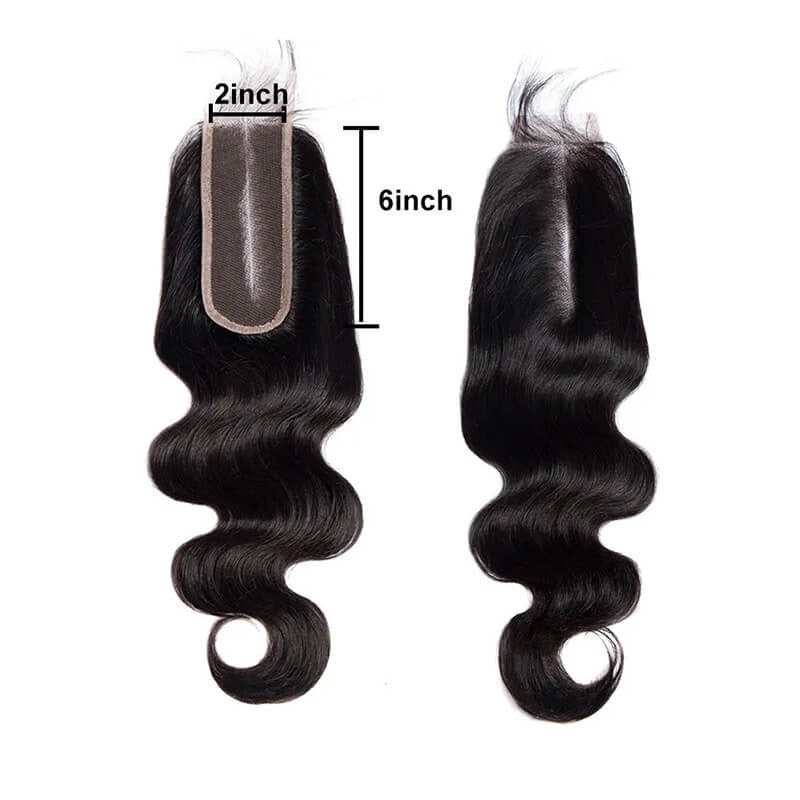 Body Wave Hair 2x6 Lace Closure Middle Part Human Hair