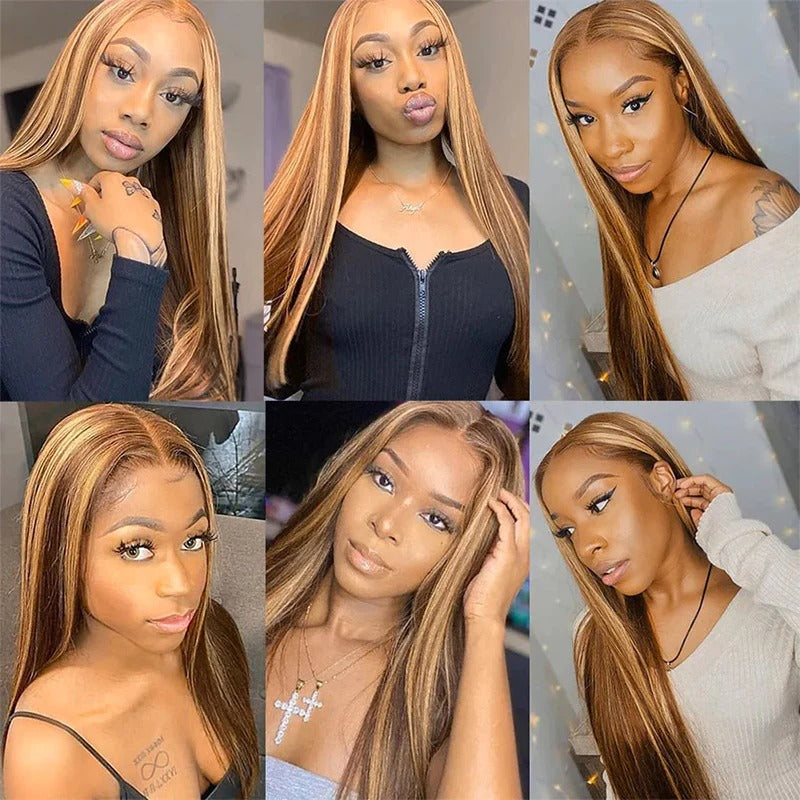 Highlight Piano Color 13x4 Lace Front Wig Long Straight Hair