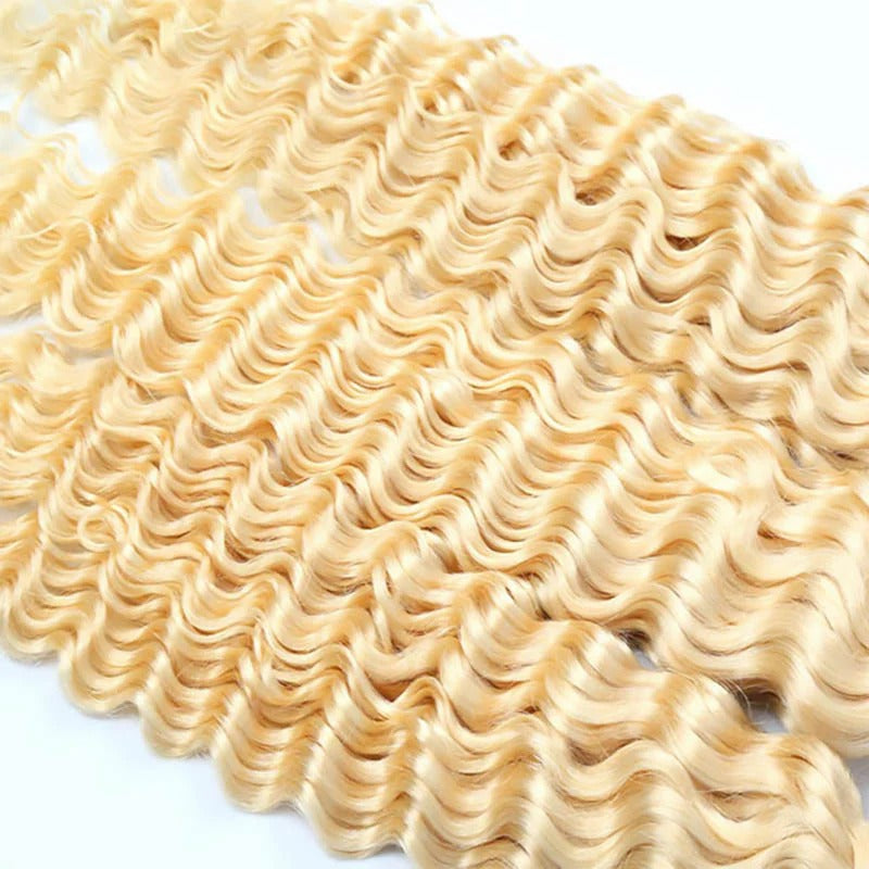 #613 Blonde bulk Deep Wave Human Hair Extensions For Braiding