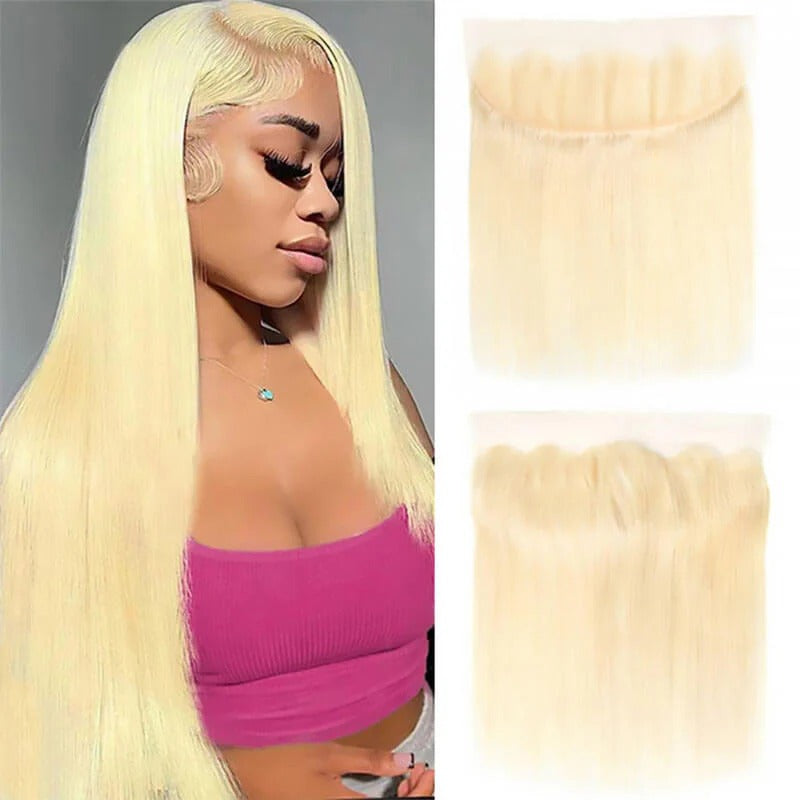 1Pc Blonde Human Hair 13X4 Lace Frontal Straight