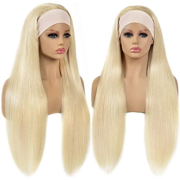 613 Honey Blonde Headband Wig Straight Human Hair