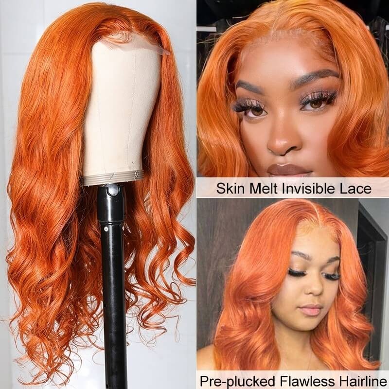 Body Wave Ginger Hair Color 13x4 Lace Front Wigs With Baby Hair