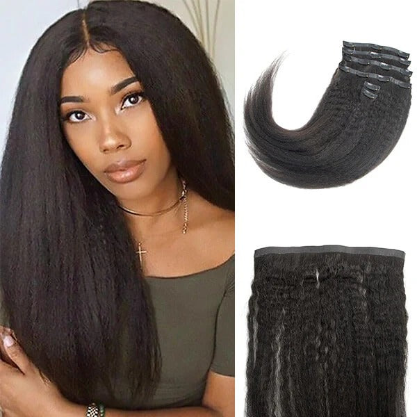 Good Quality Yaki Straight Seamless Clip In Hair Extensions