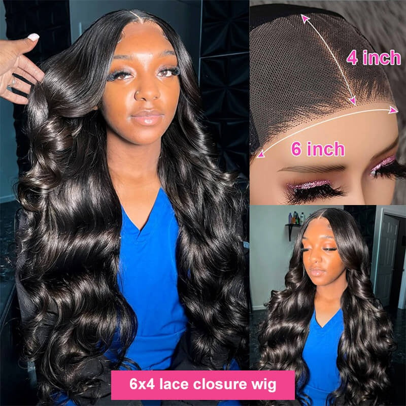 Body Wave Wear Go Glueless Lace Closure Wig 6x4 HD Lace with Natural Hairline