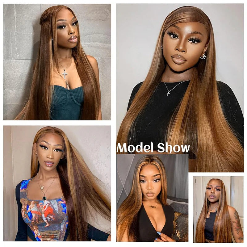 Highlight Piano Color 13x4 Lace Front Wig Long Straight Hair