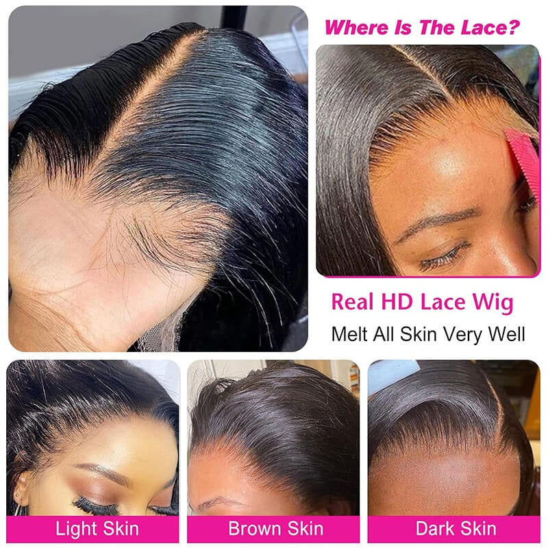 Glueless Wig Straight 9x6 Closure HD Lace Pre Plucked Ready to Go