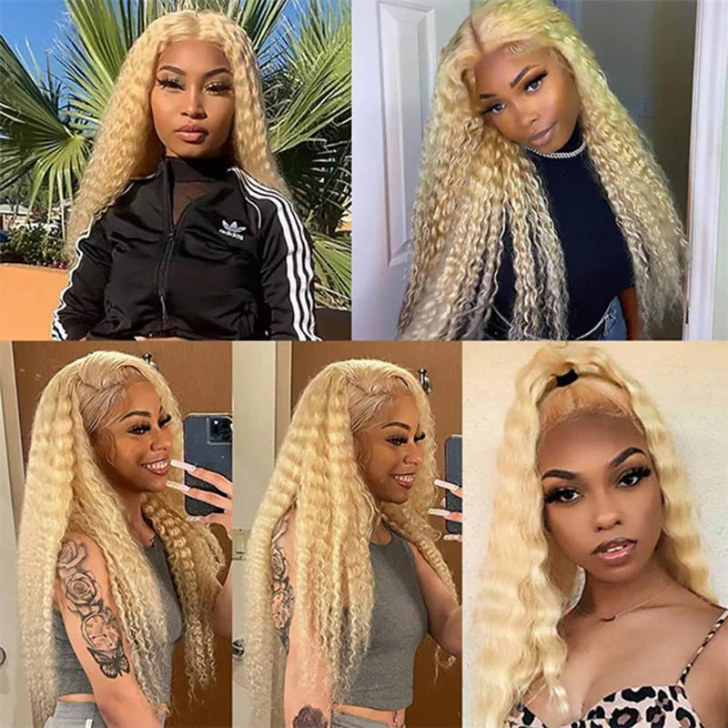 #613 Blonde bulk Deep Wave Human Hair Extensions For Braiding