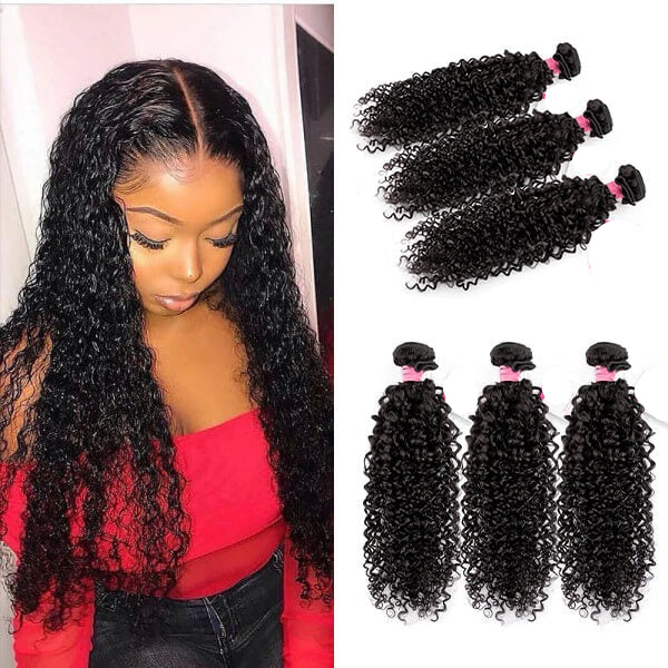 3 Bundle Deals Jerry Curly Virgin Human Hair Of Natural Black