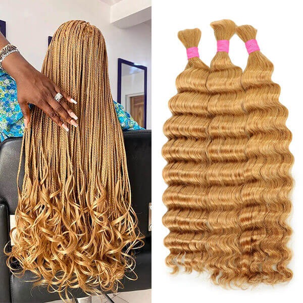 #27 Deep Wave Braids No Weft Bulk Hair For Human Hair