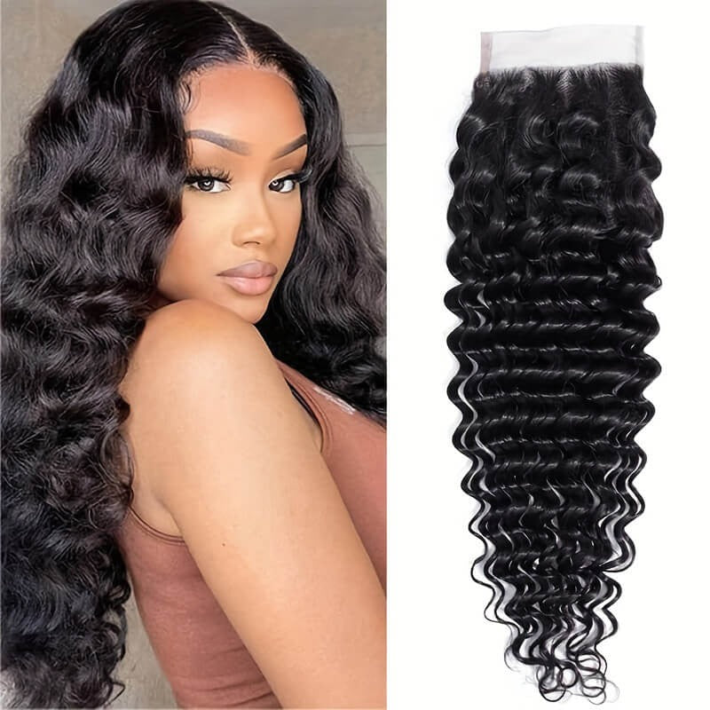 4X4 Hd Lace Deep Wave Pre Plucked Closure Free Part For Women