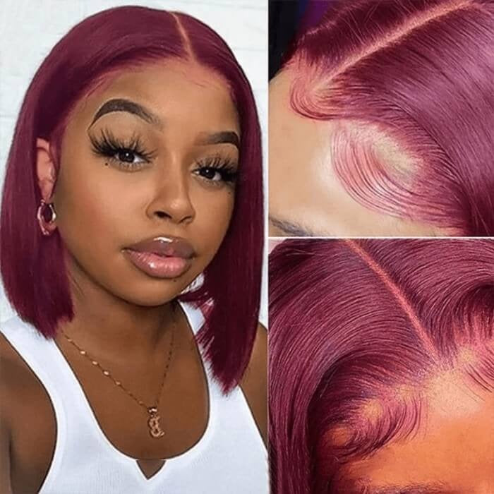 99J Straight Short Bob Lace Front Wigs For Black Women