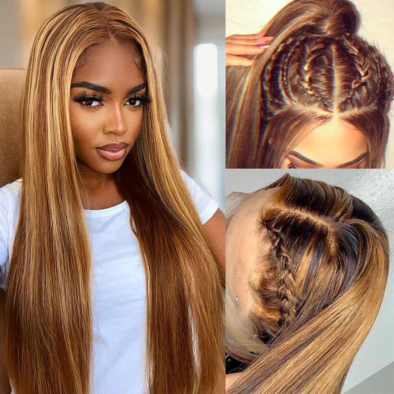 Highlight Piano Color 13x4 Lace Front Wig Long Straight Hair