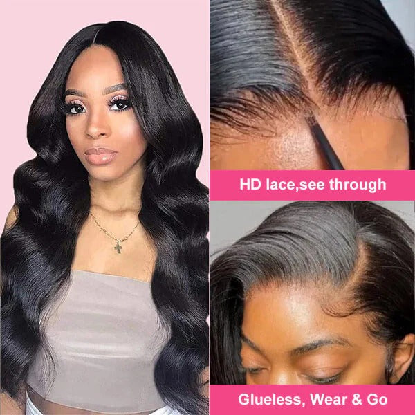 Pre Cut Body Wave Glueless 4X4 Hd Lace Wigs Human Hair