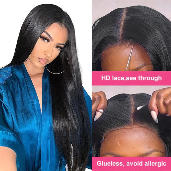 Long Straight Pre Cut Glueless 5X5 Hd Lace Wigs Cheap