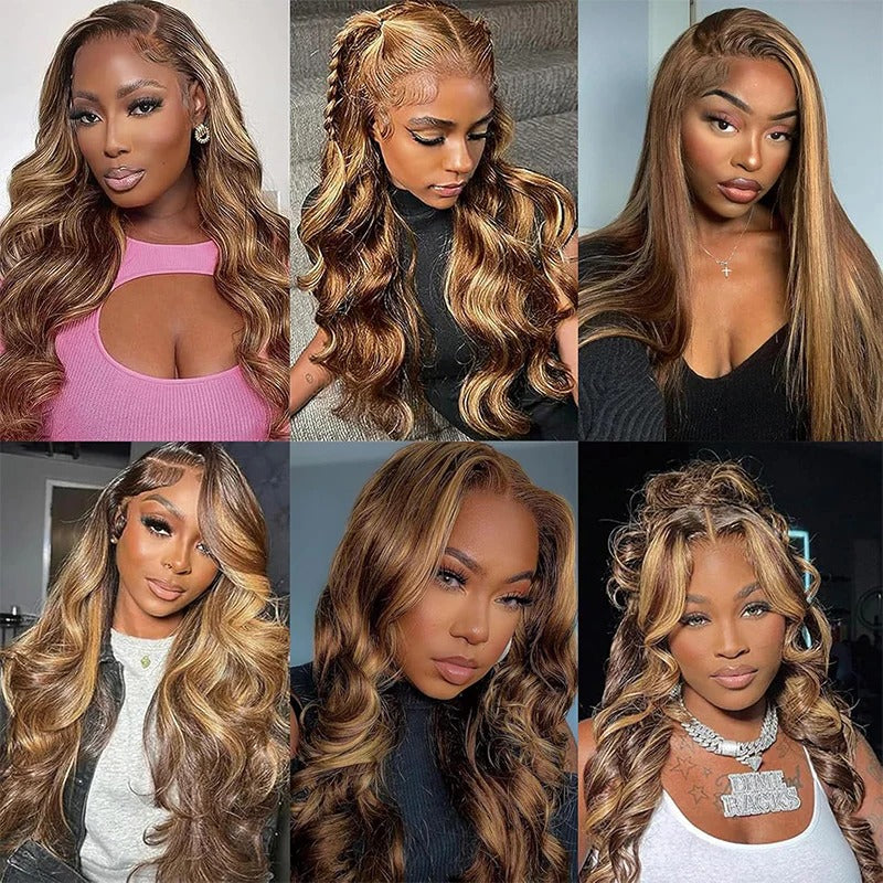 2026 Body Wave Wig #4/27 Ombre Colored With 180% Density