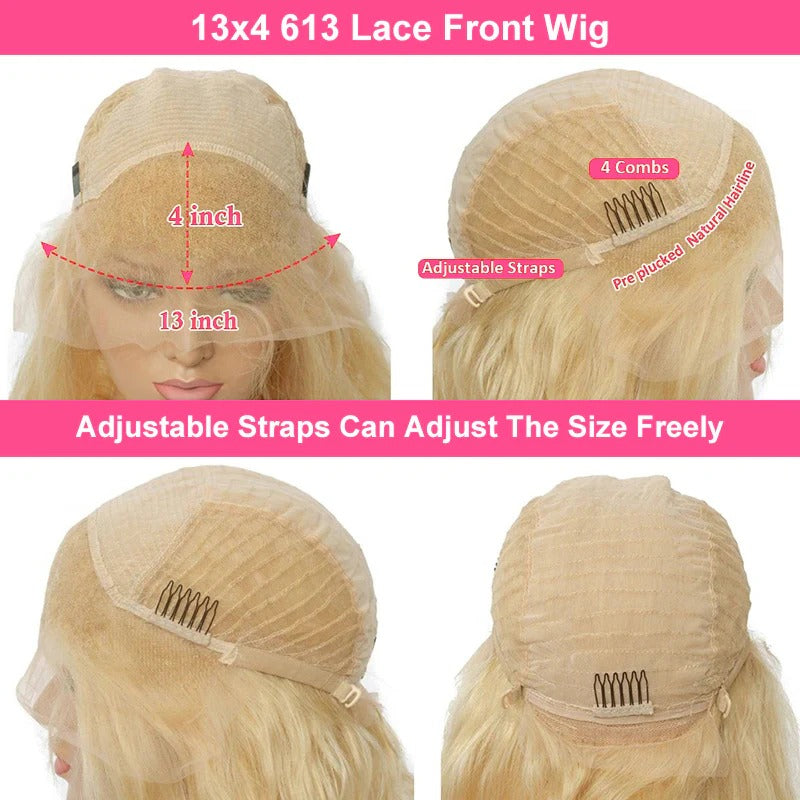 13x4 613 Transparent Lace Front Wig Human Hair 180% Density Straight Wigs