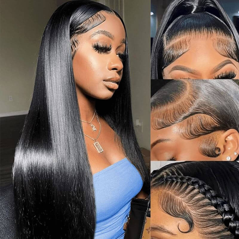 Glueless Wig Straight 9x6 Closure HD Lace Pre Plucked Ready to Go