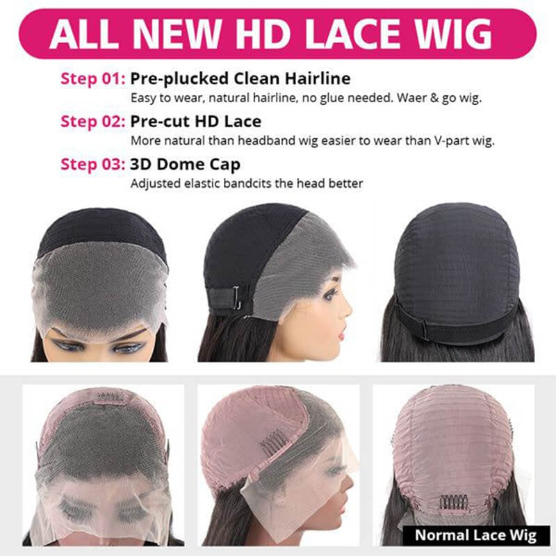 Bye Bye Knots Wig 13x4 Pre-Everything Glueless Lace Black Kinky Straight Wig