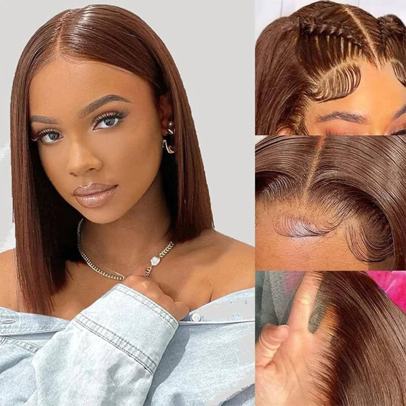 Best Quality 2x6 Transparent Closure Lace Bob Straight Color Wigs