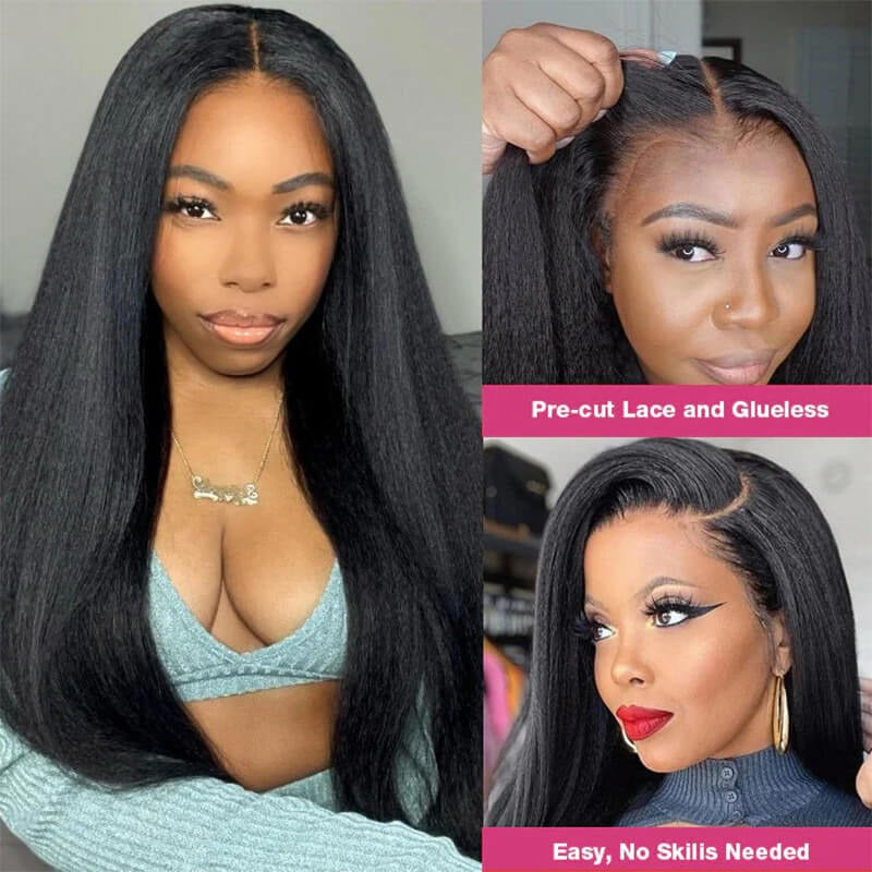 Bye Bye Knots Wig 13x4 Pre-Everything Glueless Lace Black Kinky Straight Wig