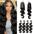 Affordable 4 Human Hair Bundle Deals Body Wave With 2X6 Closure