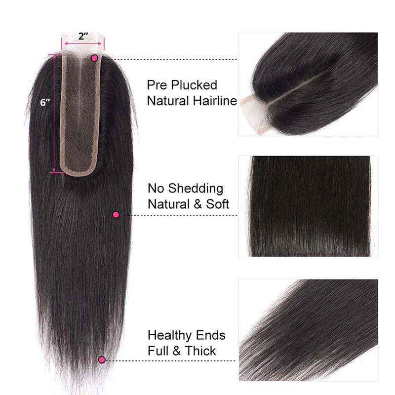 Cheap Brazilian Straight 4 Hair Bundle Deals With 2X6 Closure