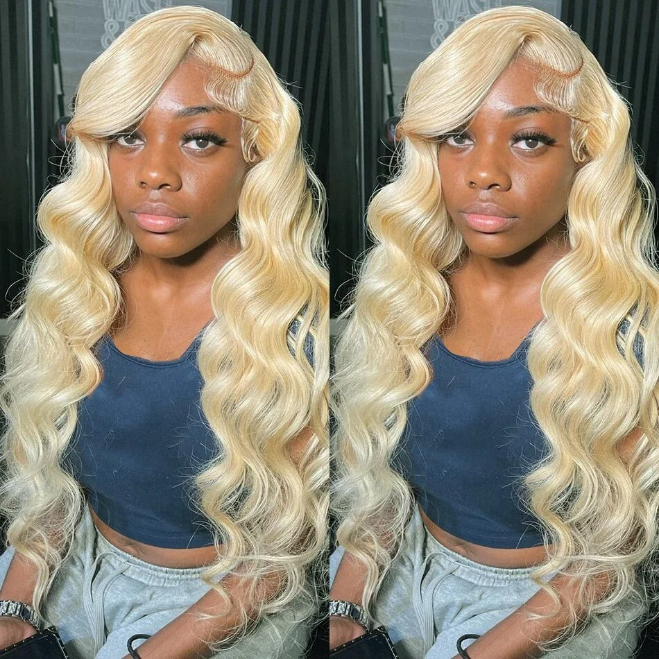 13x4 613 Honey Blonde Transparent Lace Front Wig Human Hair Brazilian Body Wave