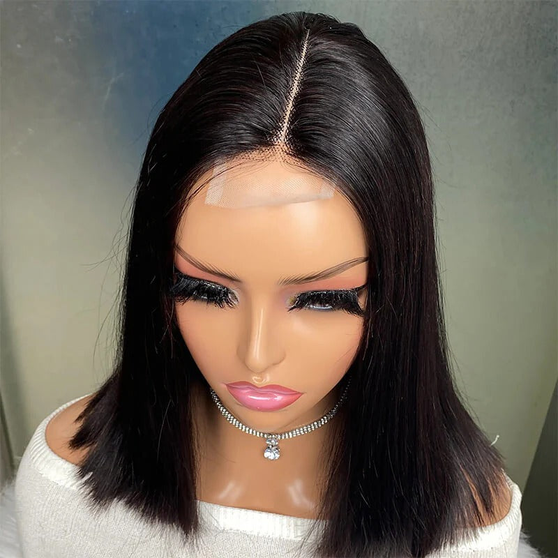 SDD Blunt Cut 2x6 Transparetns Lace Bob Wig #1B 200%