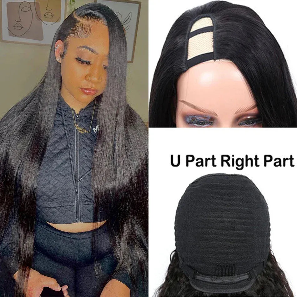 Straight U Part Wig Brazilian Human Hair Wigs For Women