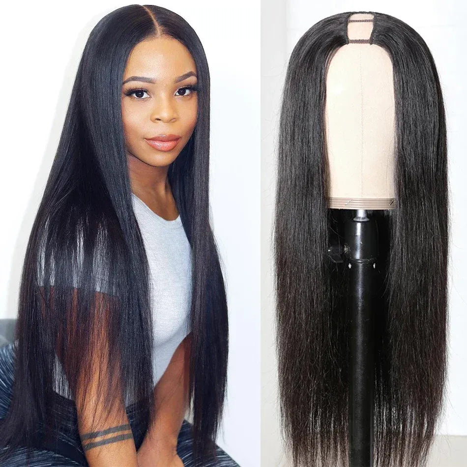 Straight U Part Wig Brazilian Human Hair Wigs For Women
