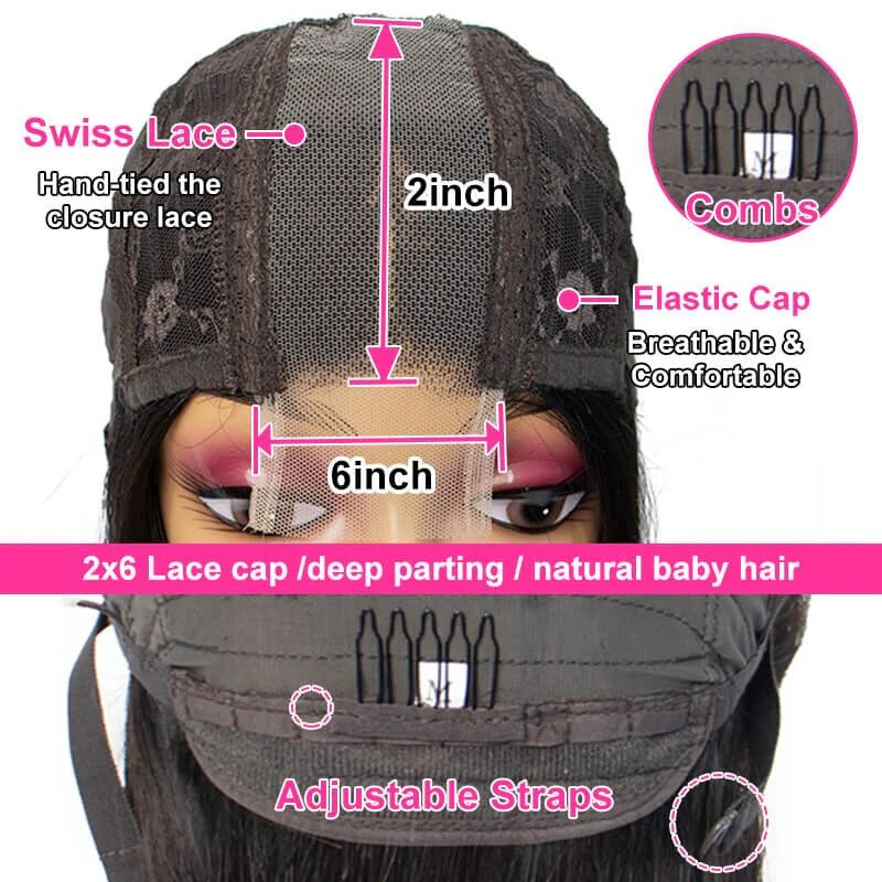 【Super Double Drawn】2x6 Wear Go Glueless Full-Max Lace Closure Bob Wig