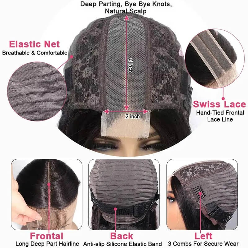 SDD Blunt Cut 2x6 Transparetns Lace Bob Wig #1B 200%