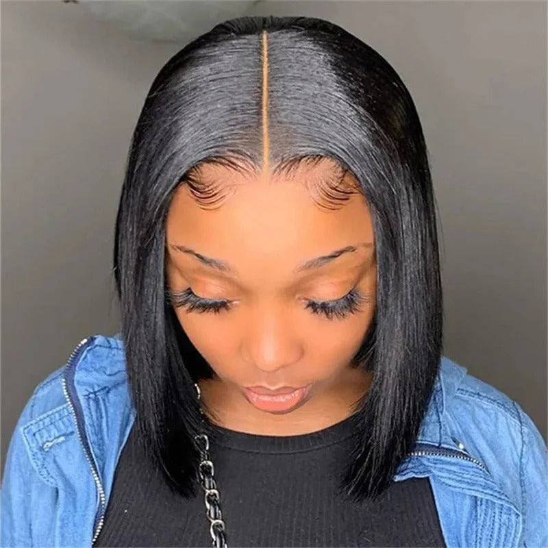 SDD Blunt Cut 2x6 Transparetns Lace Bob Wig #1B 200%