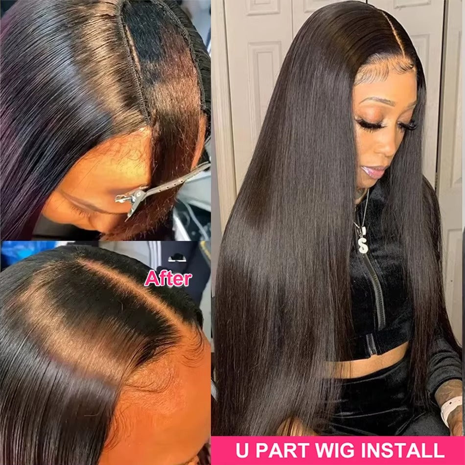 Straight U Part Wig Brazilian Human Hair Wigs For Women