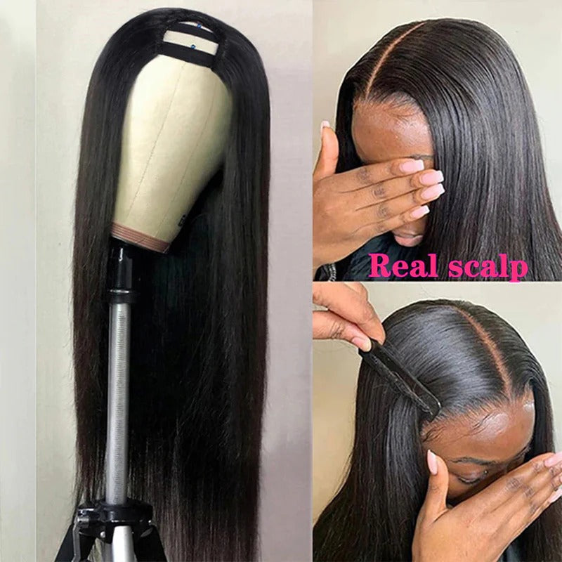 Straight U Part Wig Brazilian Human Hair Wigs For Women
