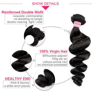 Brazilian Loose Wave Human Hair 3 Bundles Deals Black Friday