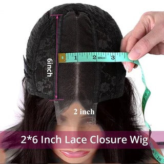Natural Black 2x6 Lace Closure Wig Ready To Wear Pre Plucked